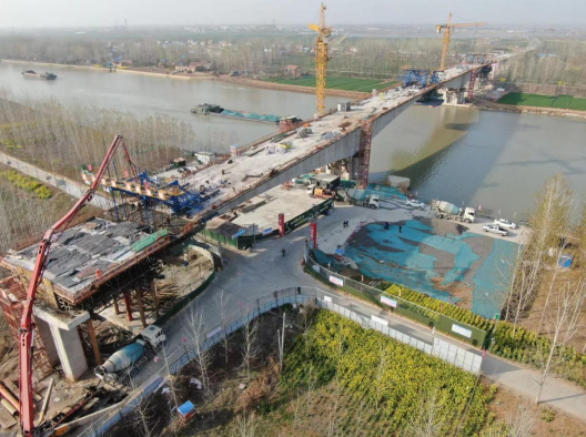 268省道洋河新区段京杭运河特大桥悬浇梁全部完成