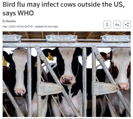 世卫组织：美国禽流感疫情有外溢风险